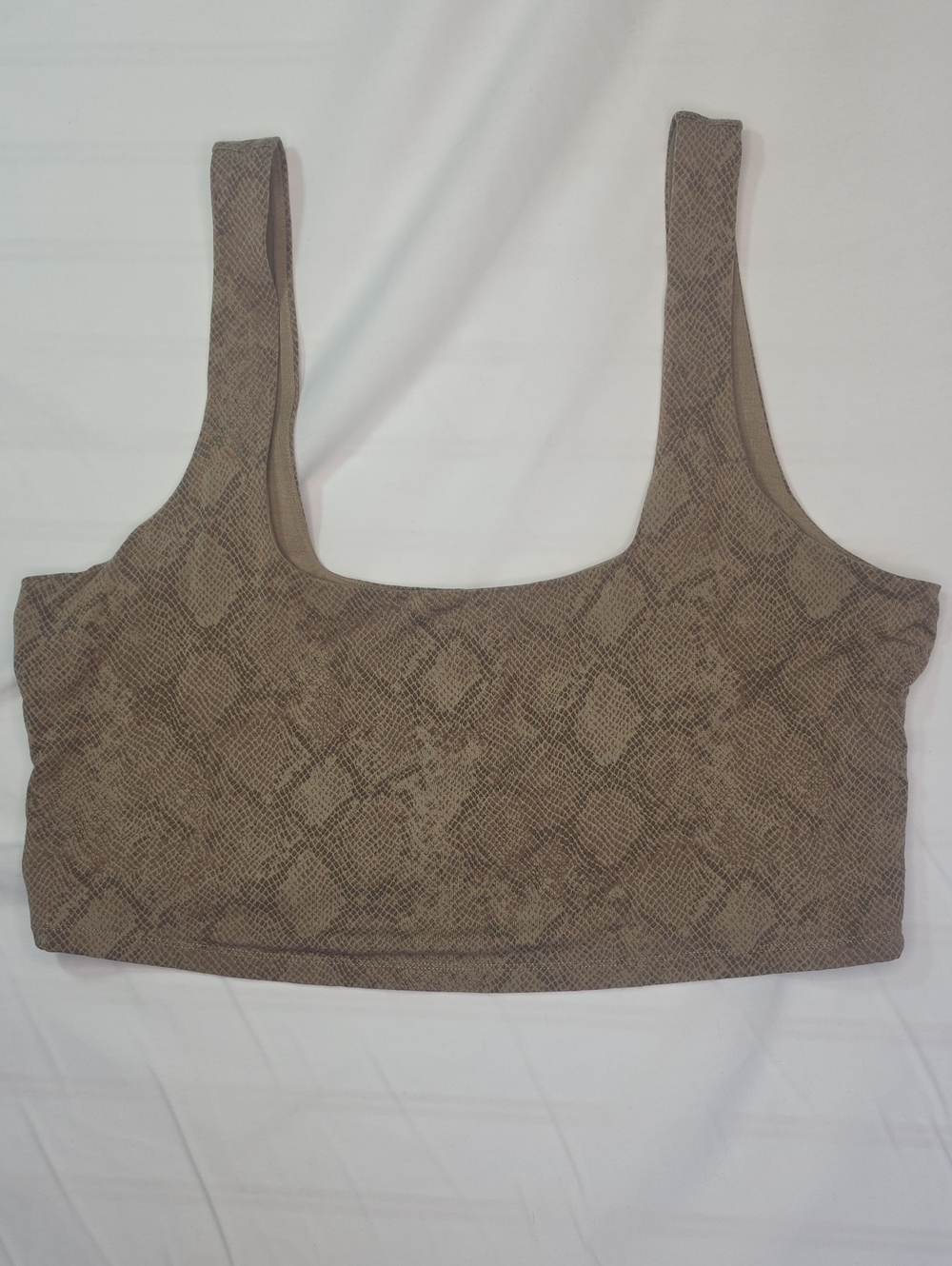 Good American Taupe Snake-Print Scoop Crop Tank Y2k Corpcore Streetwear Size 6
